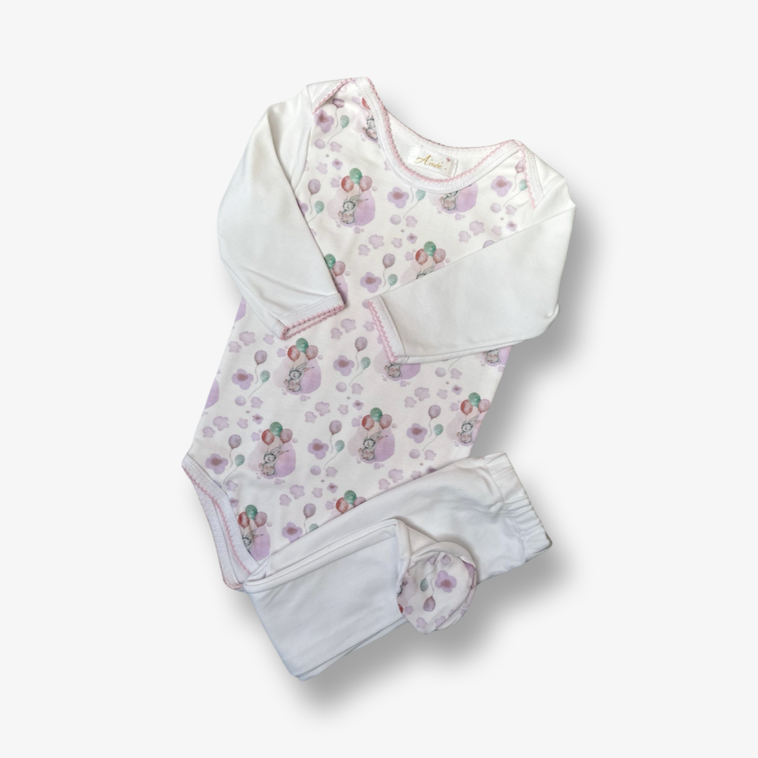 Conjunto 12 a 18 meses conejitos con globo