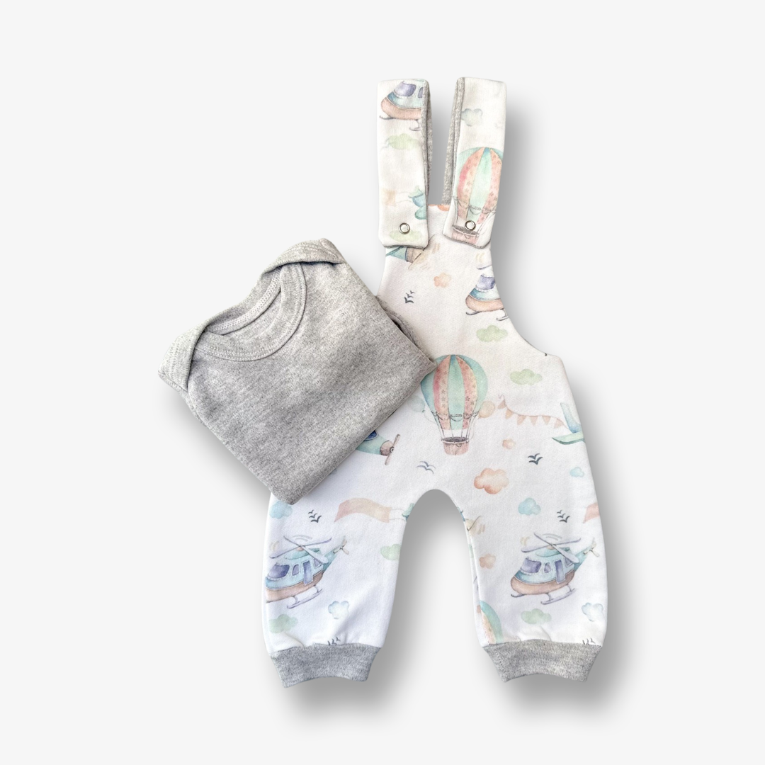 Conjunto jardinera y body manga corta