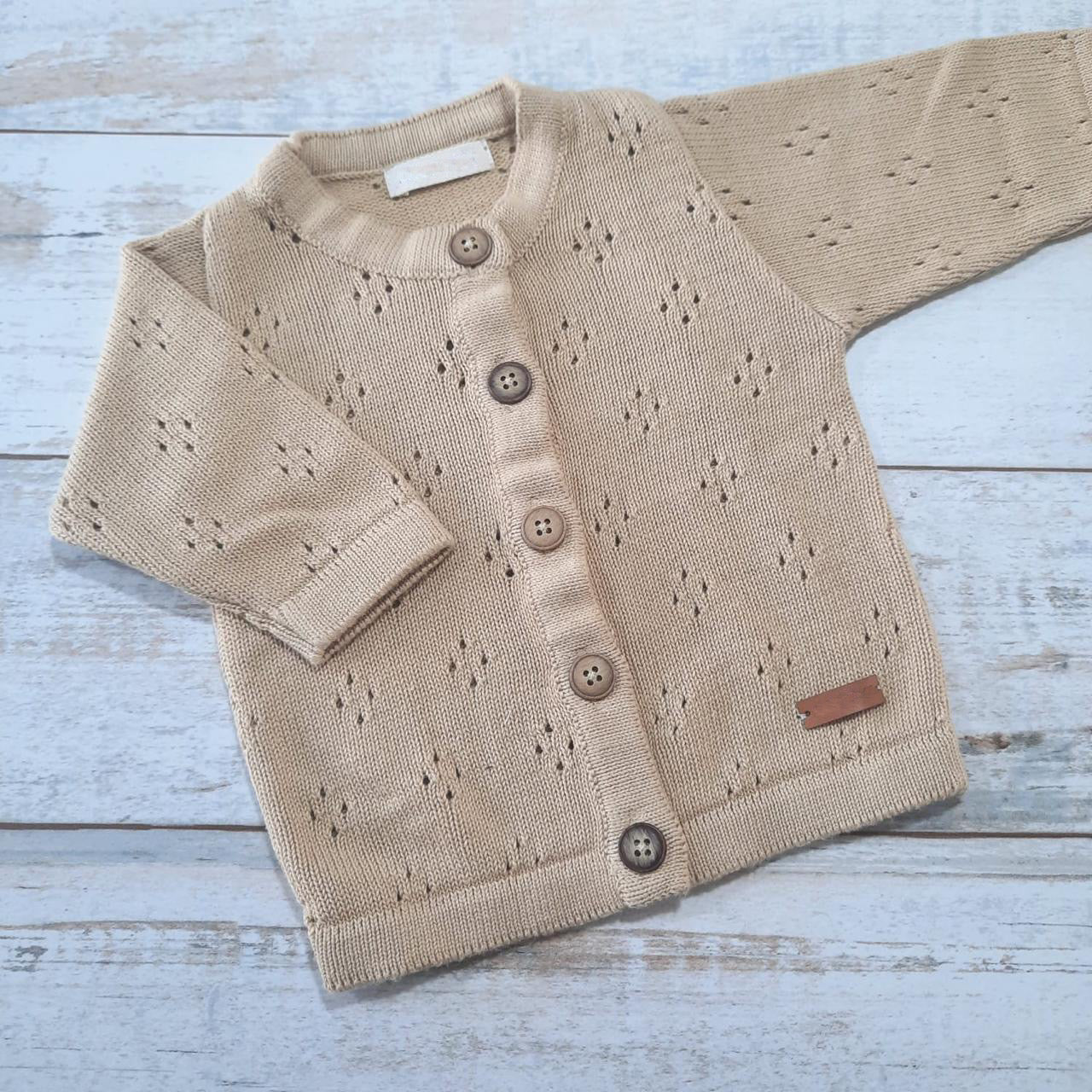 Chaleco Leticia en hilo de algodón tono beige