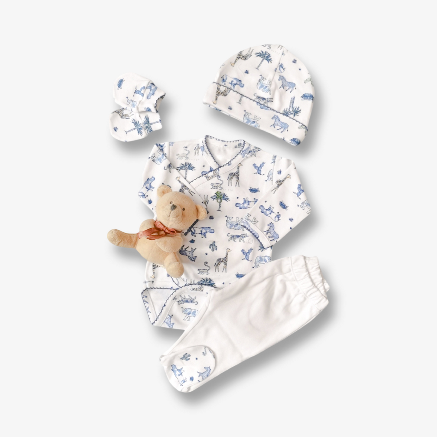 Ajuar 4 piezas hipoalergénico en algodón pima 0 a 3 meses