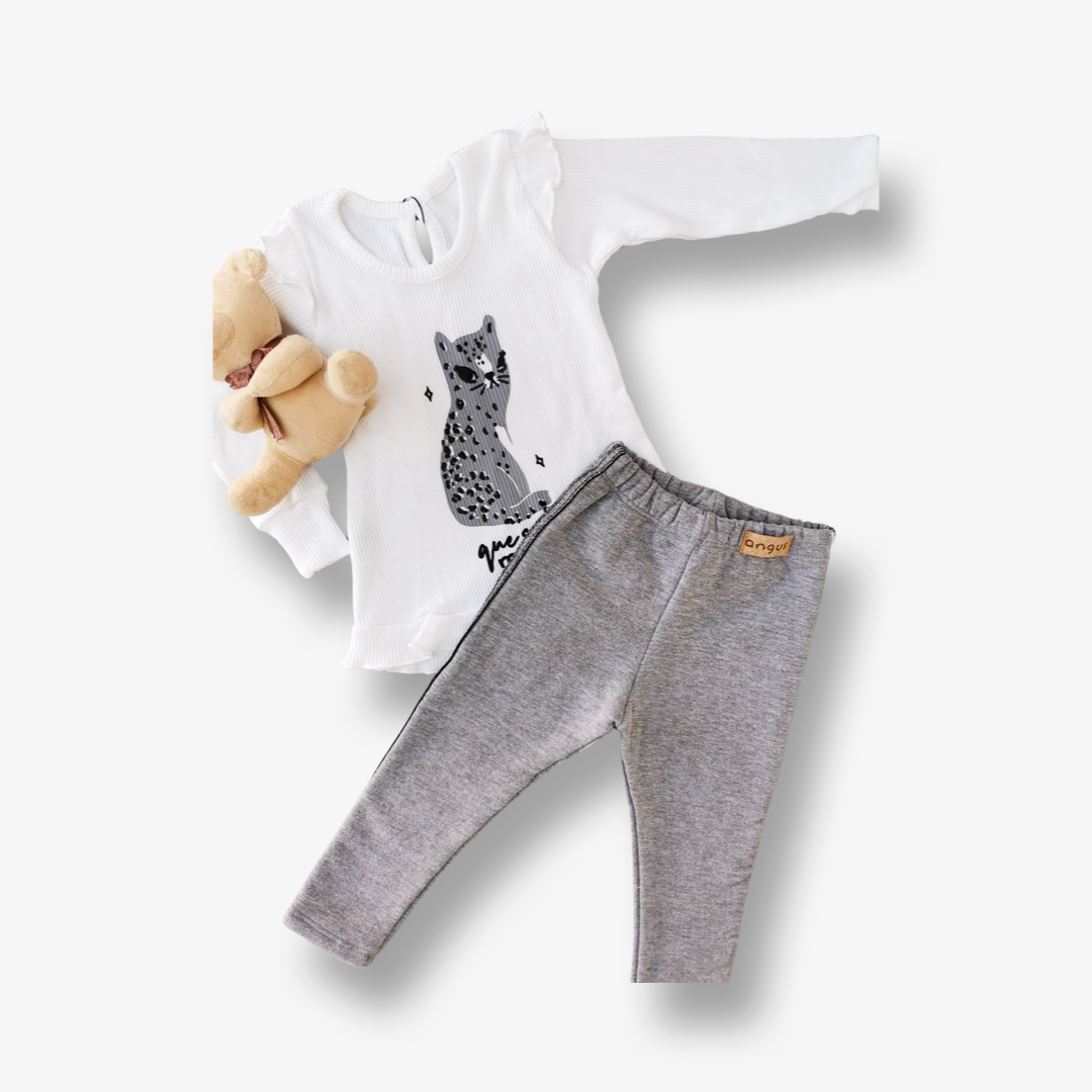 Polera estampada con volados en hombros 3 a 6 meses