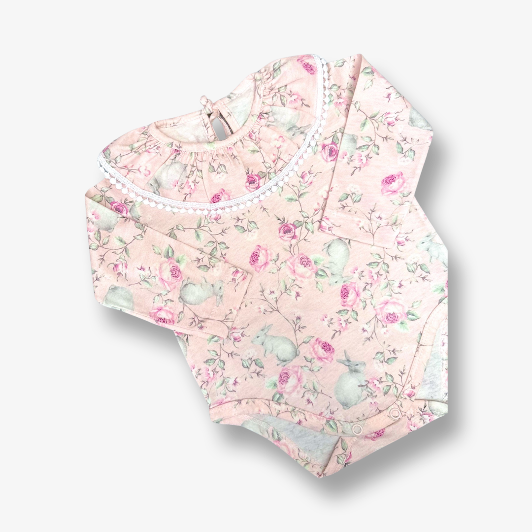 Body rosa estampado con cuello