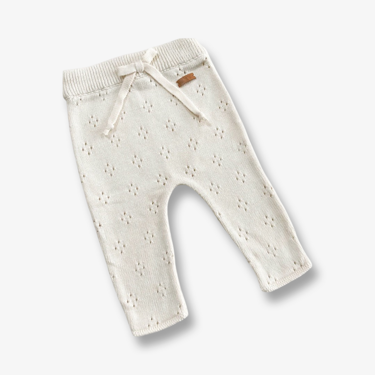 Leggins tejida en hilo de algodón en tono crudo 18 a 24 meses