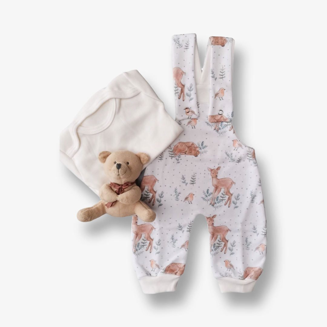 Conjunto jardinera y body manga larga