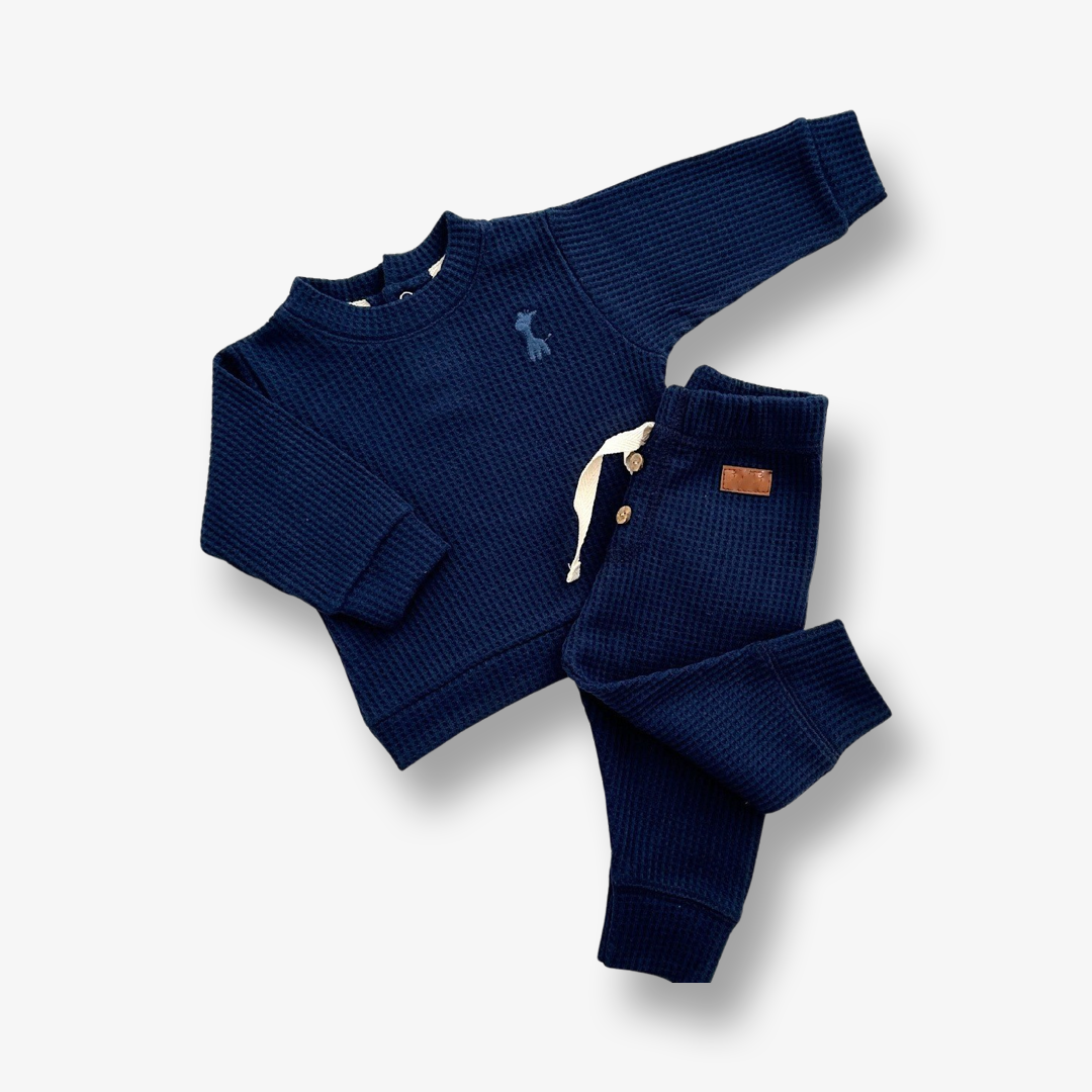 Conjunto en Algodón Panal tono Azul Marino