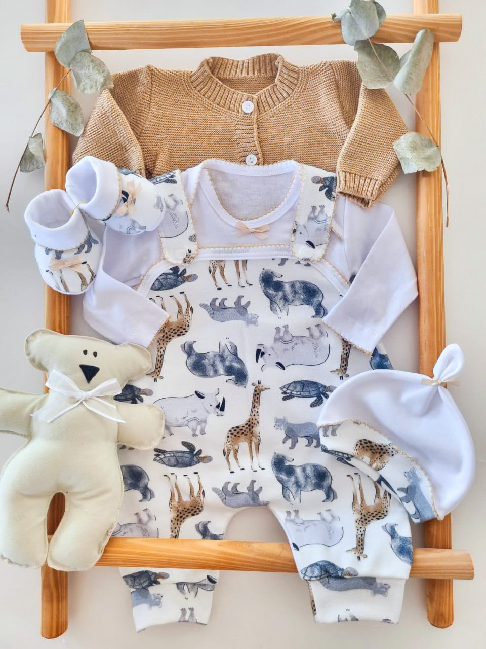 Ajuar Africa, 4 piezas algodón talla Rn