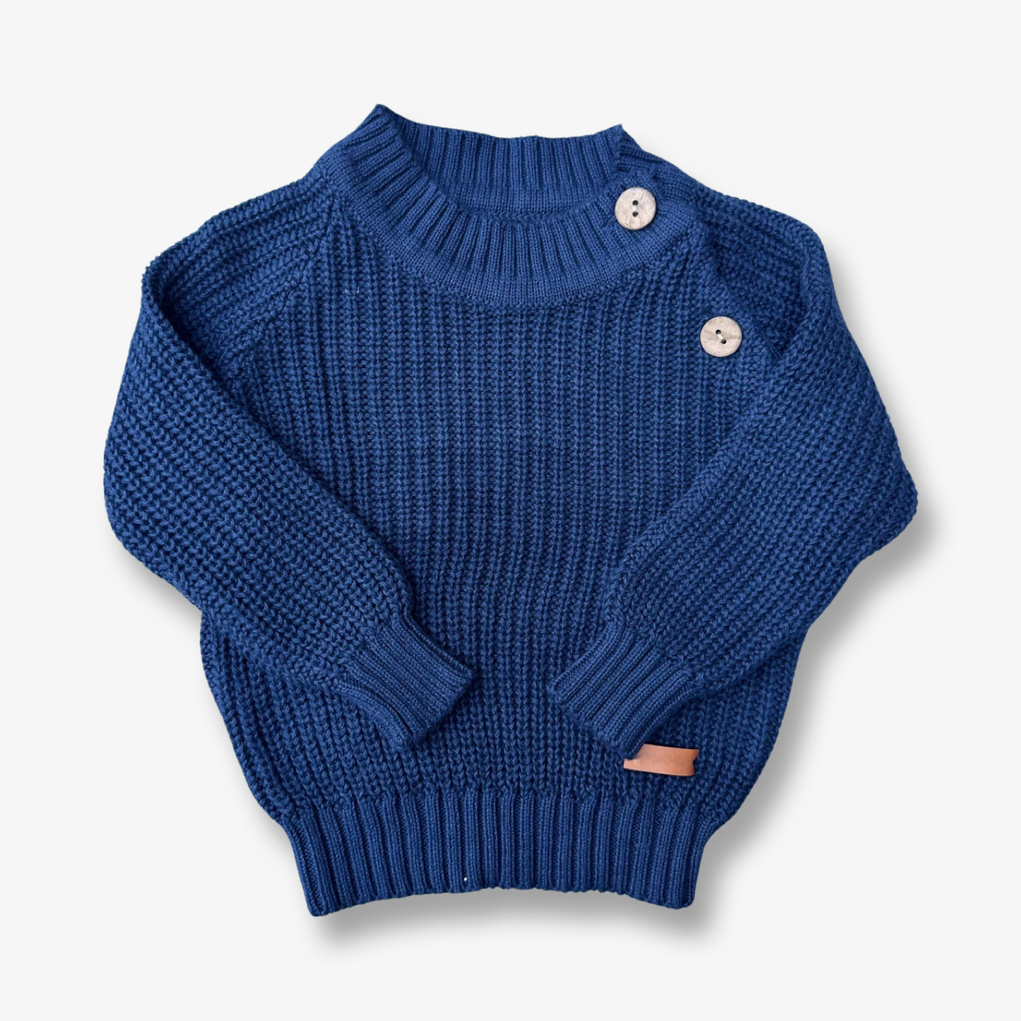 Sweater Roma en hilo de algodón tono azul