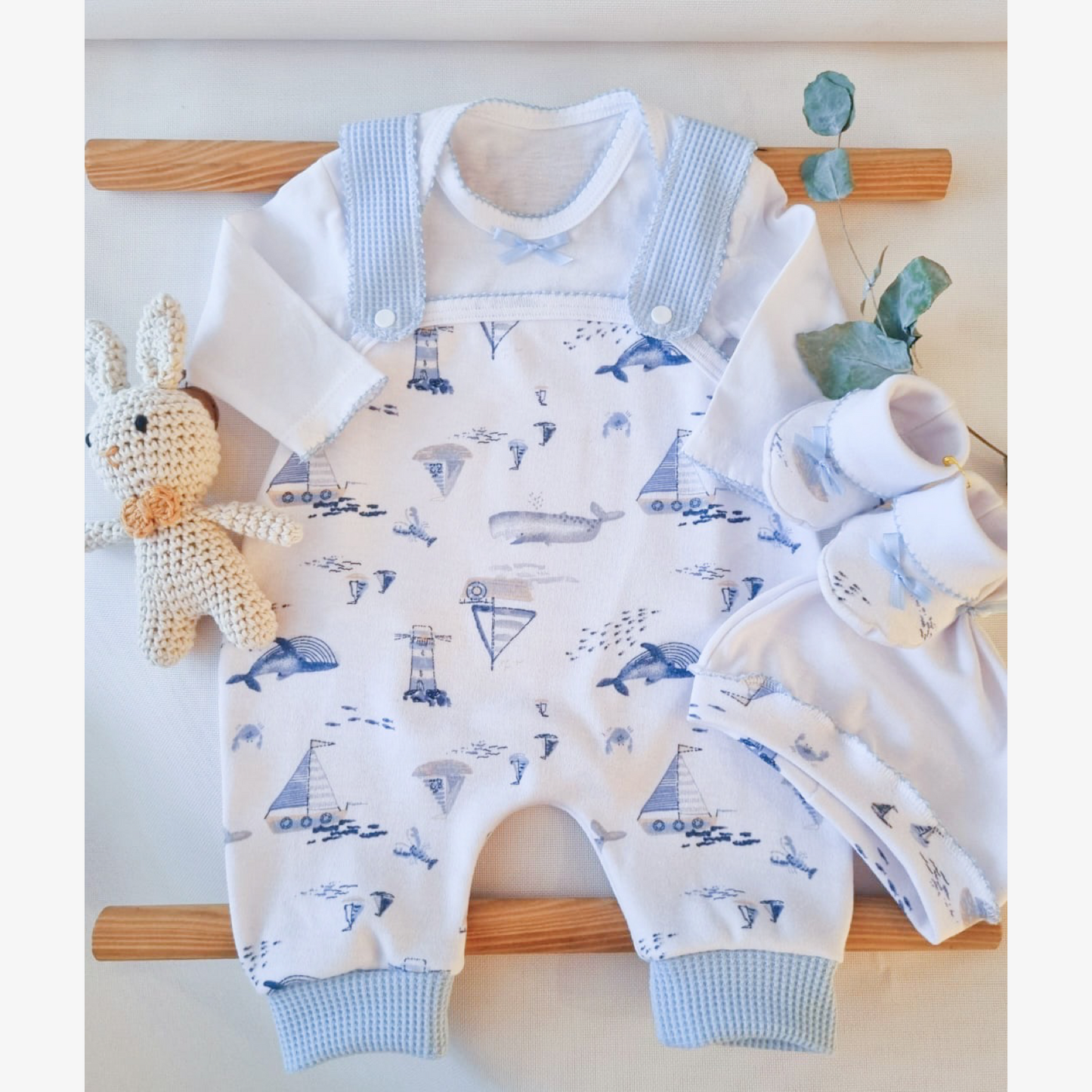 Ajuar 4 piezas recién nacido Marinero
