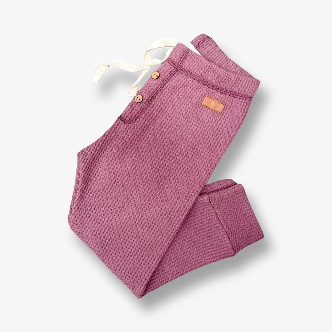 Pantalón en algodón panal en color ciruela