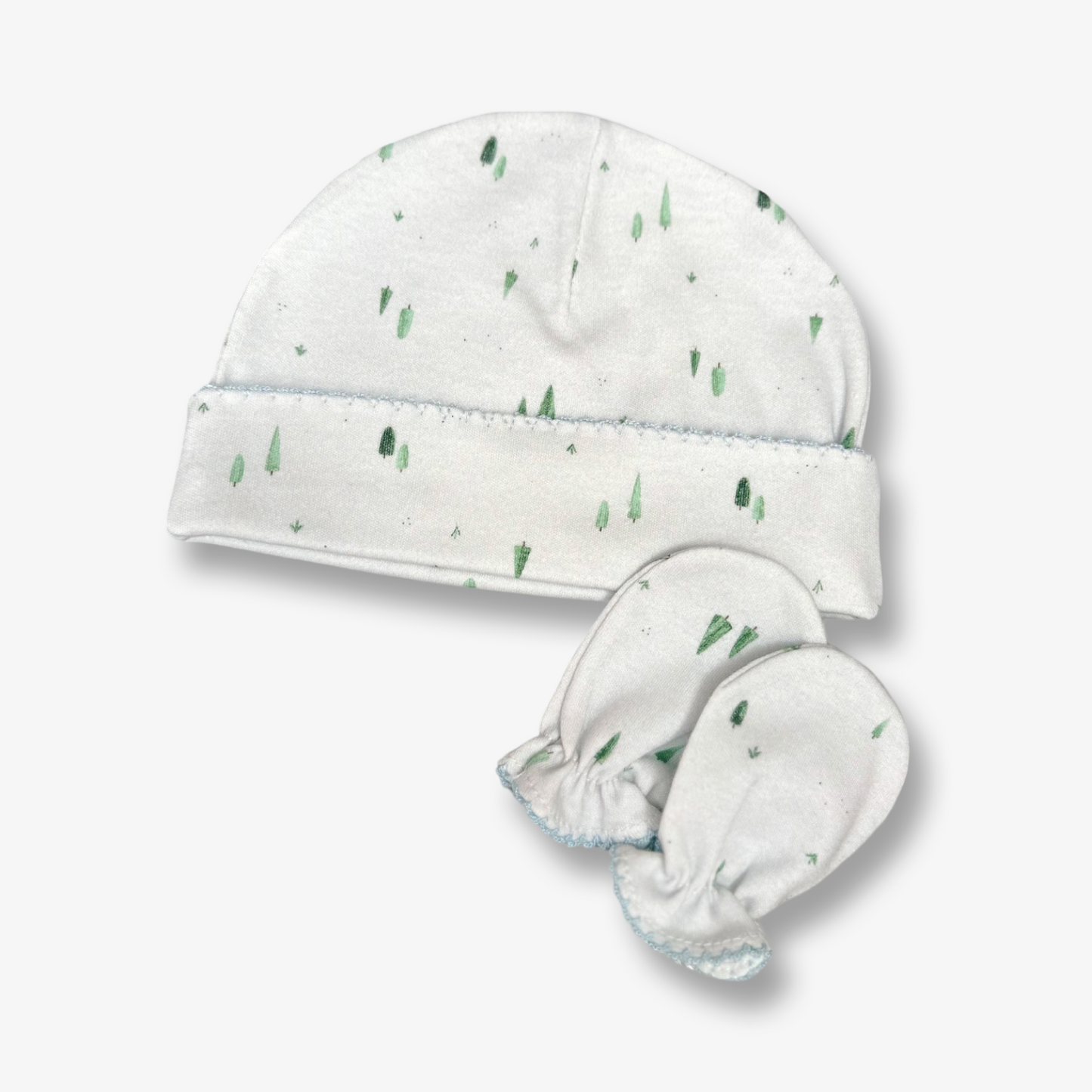 Conjunto Gorro y mitones hipoalergénicos en Algodón Pima