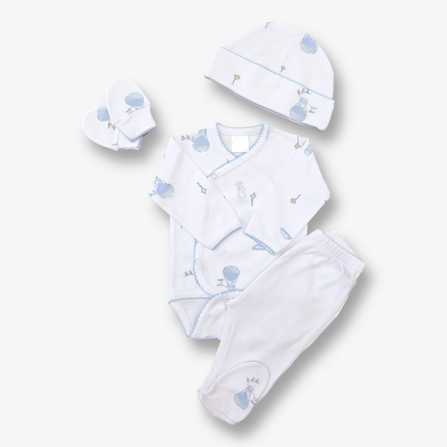 Ajuar 4 piezas hipoalergénico en algodón pima 0 a 3 meses