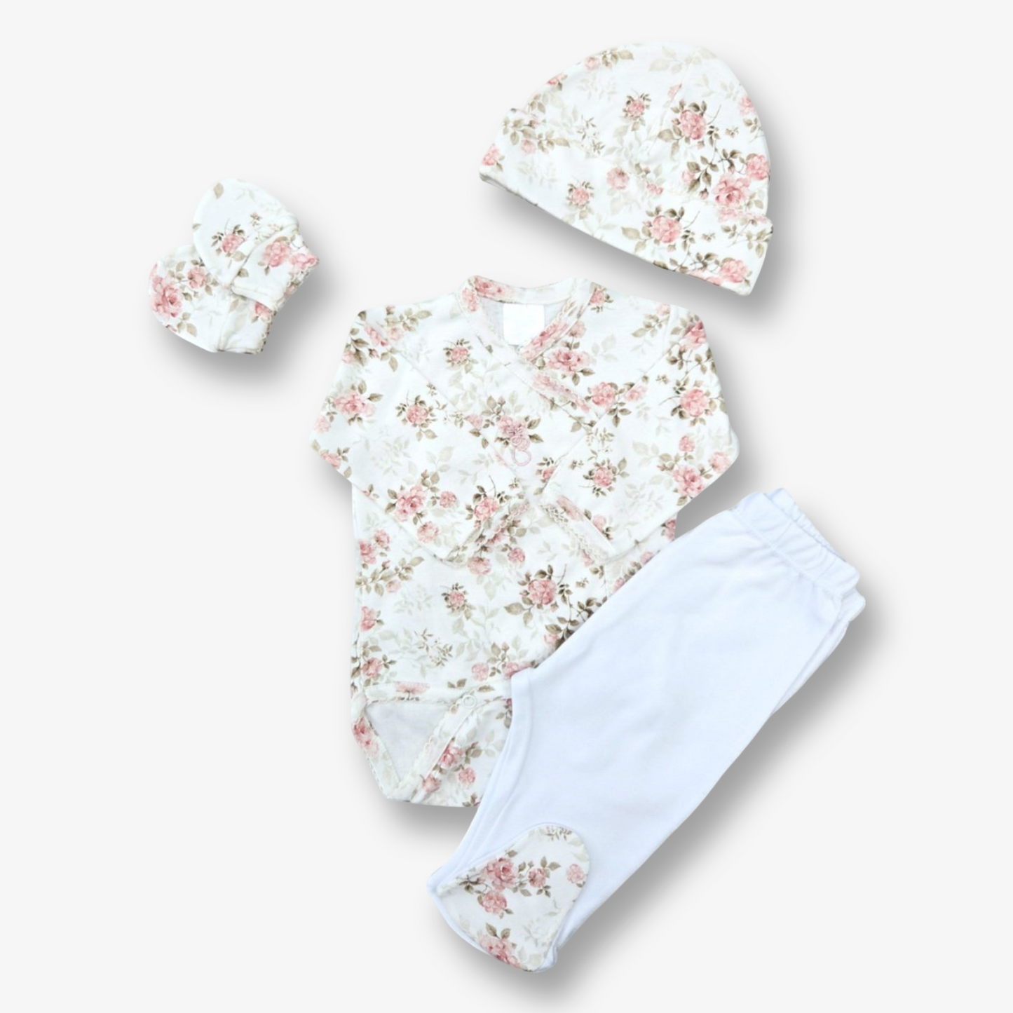 Ajuar 4 piezas hipoalergénico en algodón pima 0 a 3 meses