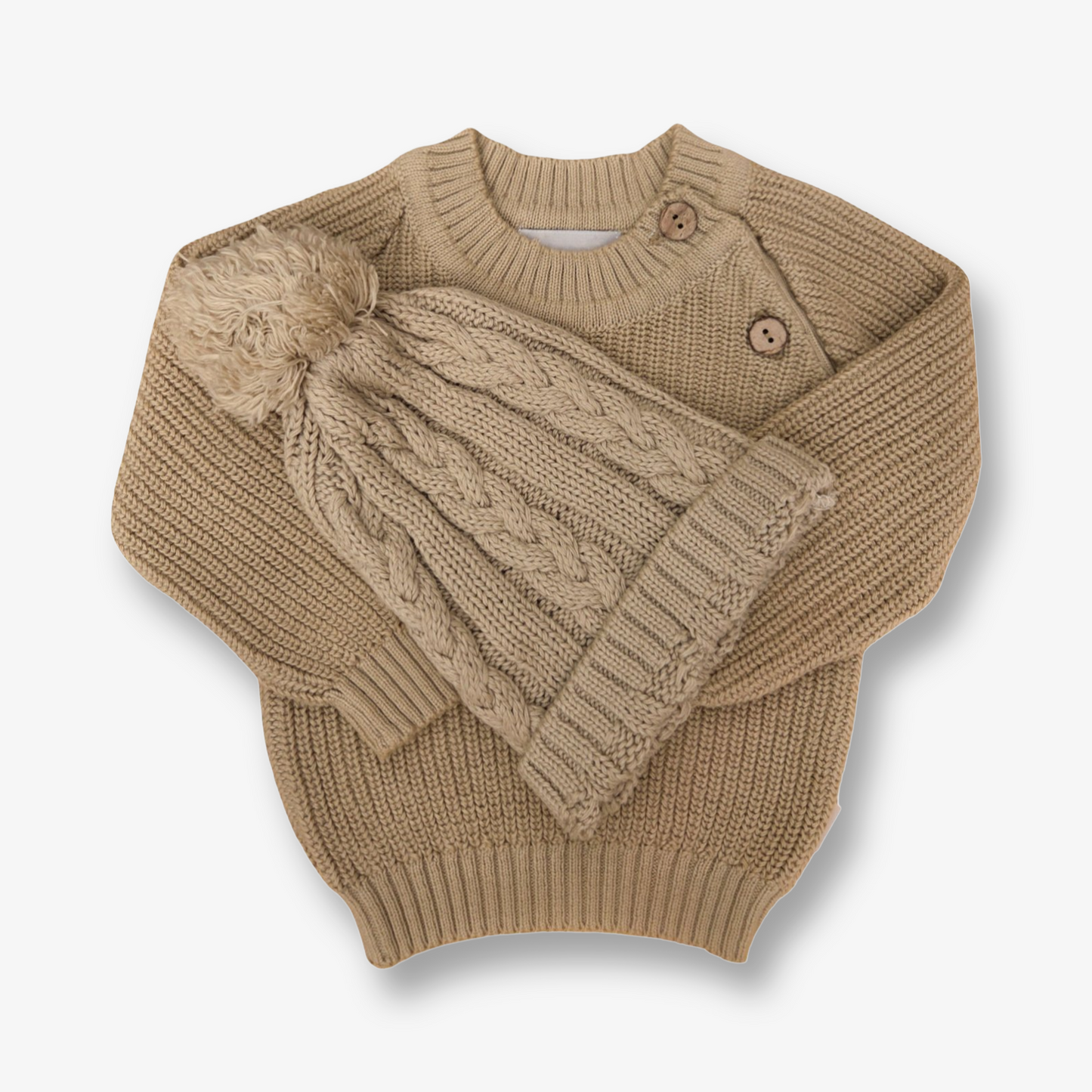 Sweater Roma en hilo de algodón tono arena