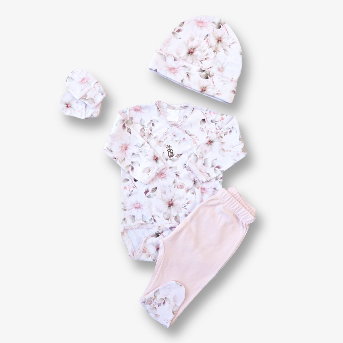 Ajuar 4 piezas hipoalergénico en algodón pima 0 a 3 meses