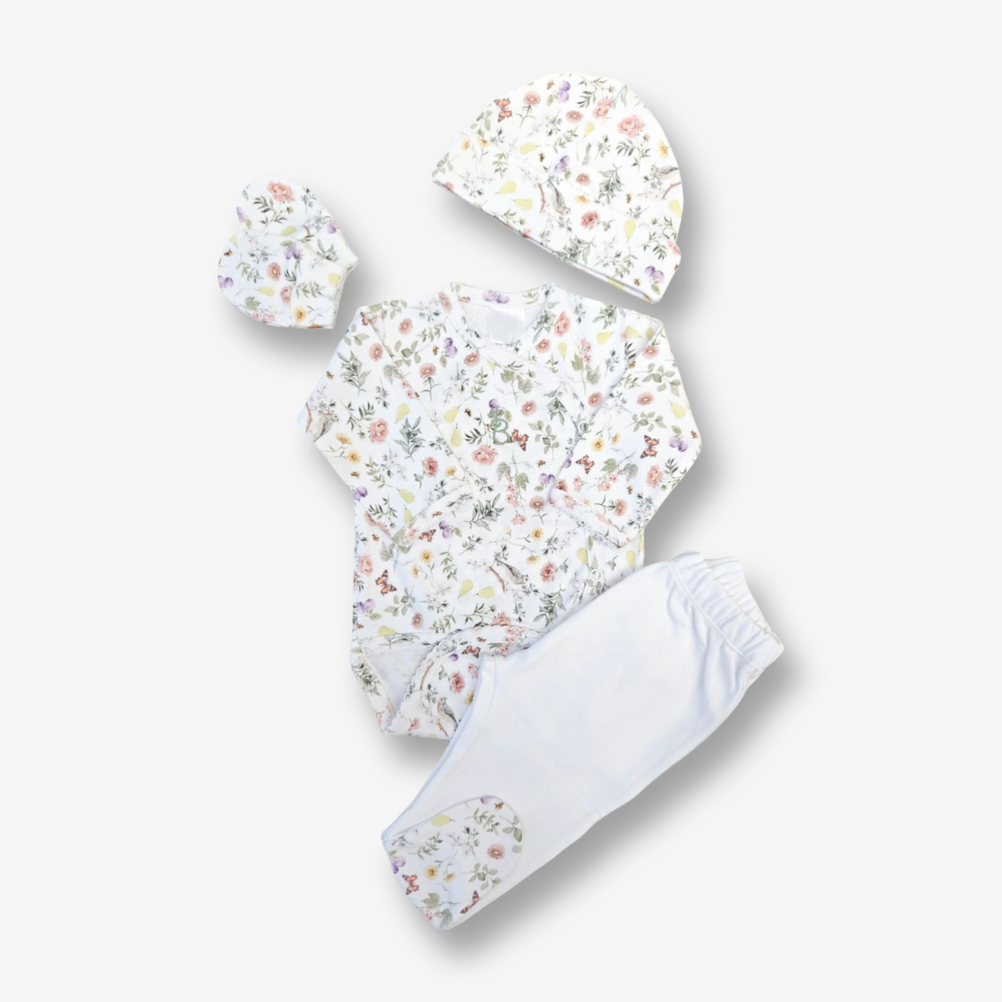 Ajuar 4 piezas hipoalergénico en algodón pima 0 a 3 meses