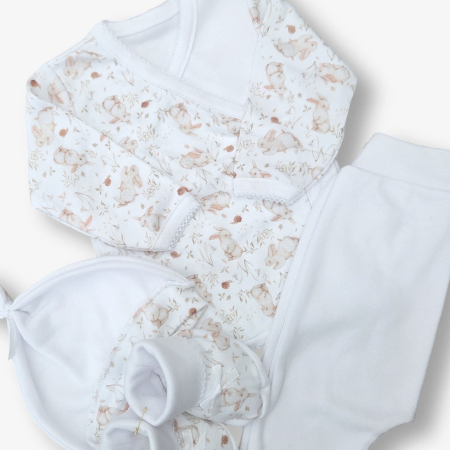 Ajuar 4 piezas algodón recién nacido Unisex