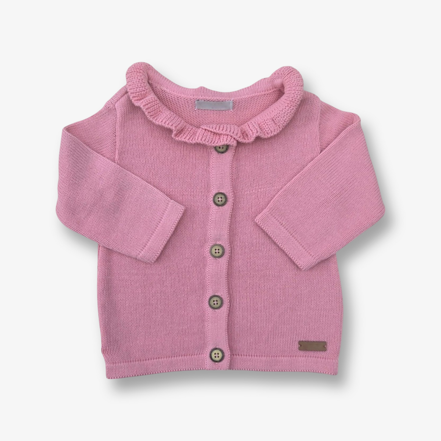 Chaleco Candy en hilo de algodón con cuello talla 9 a 12 meses