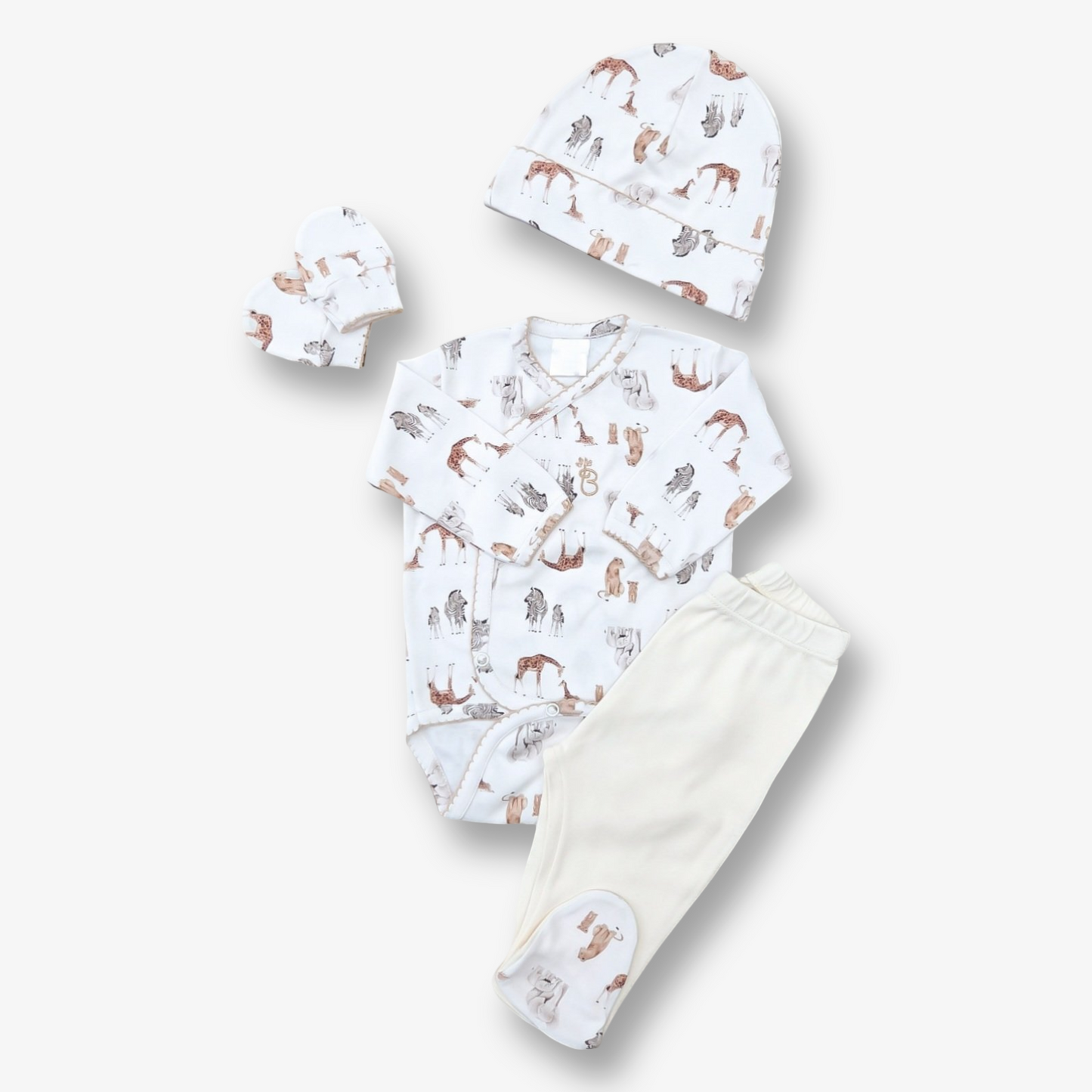 Ajuar 4 piezas hipoalergénico en algodón pima 0 a 3 meses