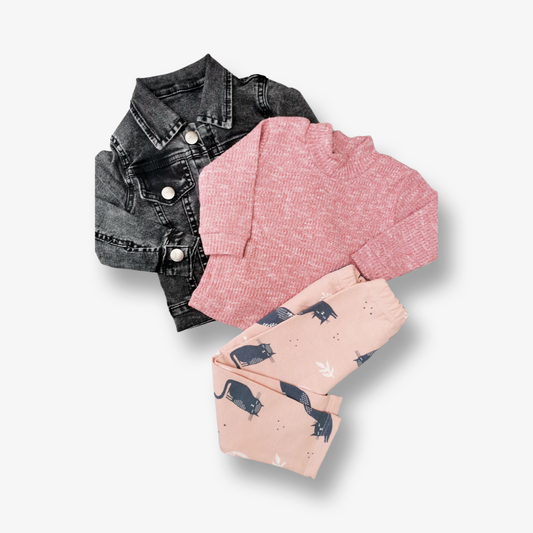 Polera lanilla rosa con cuello 3 a 6 meses