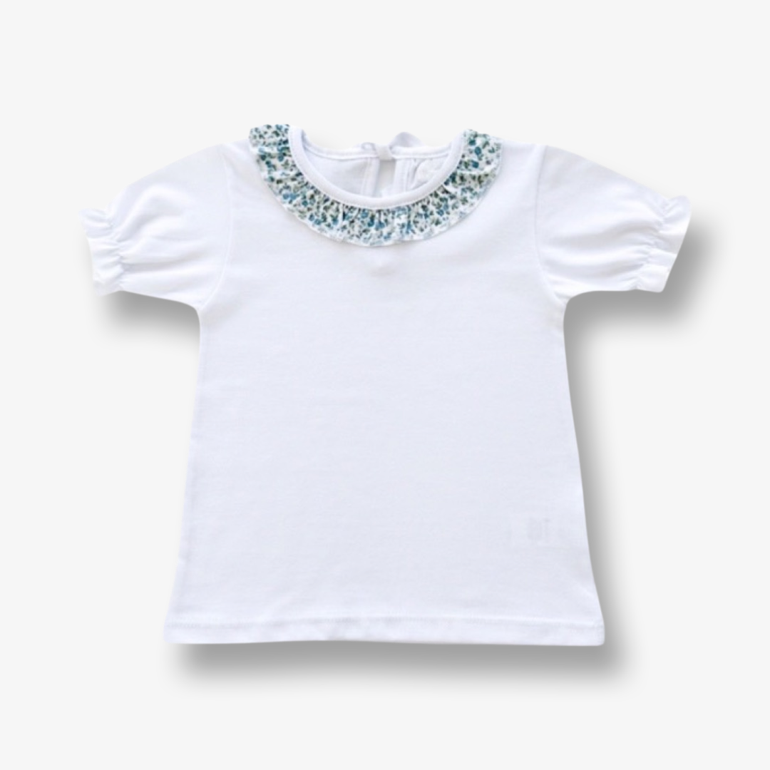 Polera algodón con cuello estampado
