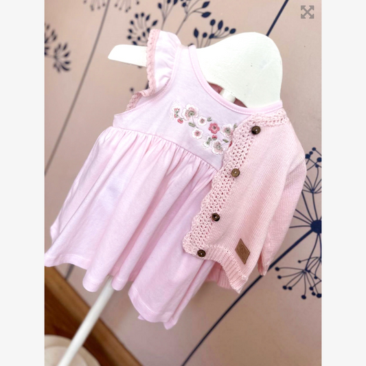 Vestido Algodón Bordado con Volados