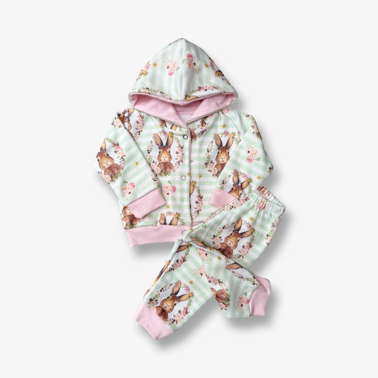 Conjunto micropolar conejos y flores