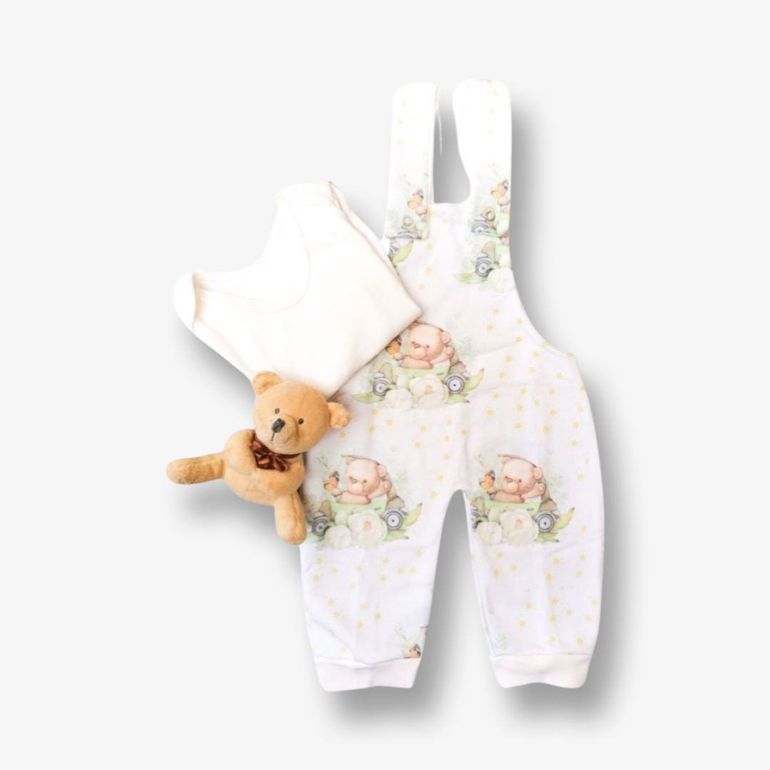 Conjunto jardinera y body manga larga