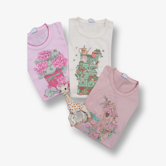 Polera manga corta con terminación picot niña