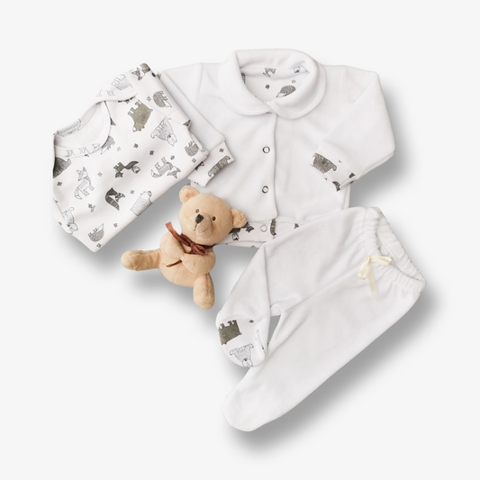 Conjunto 3 piezas plush y algodón