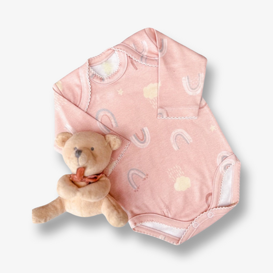 Body hipoalergénico algodón pima arcoiris rosa