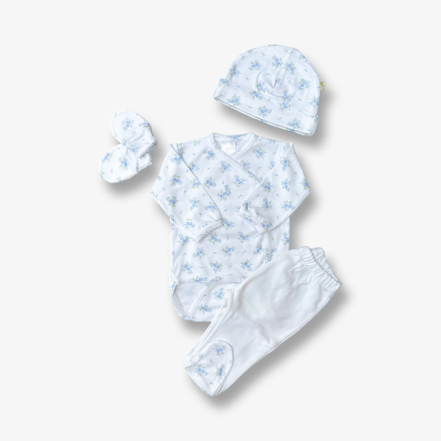 Ajuar 4 piezas hipoalergénico en algodón pima 0 a 3 meses