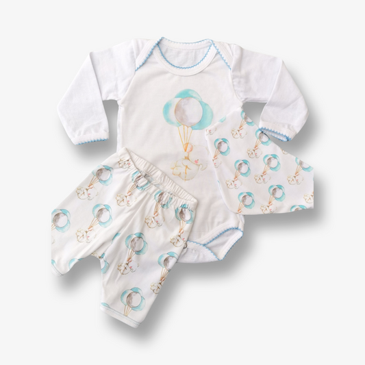 Conjunto body, short y babero elefante en globo