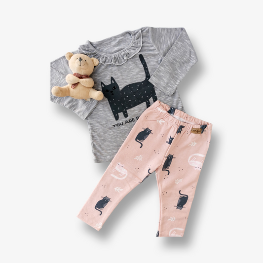 Polera gris estampada con cuello 12 a 18 meses