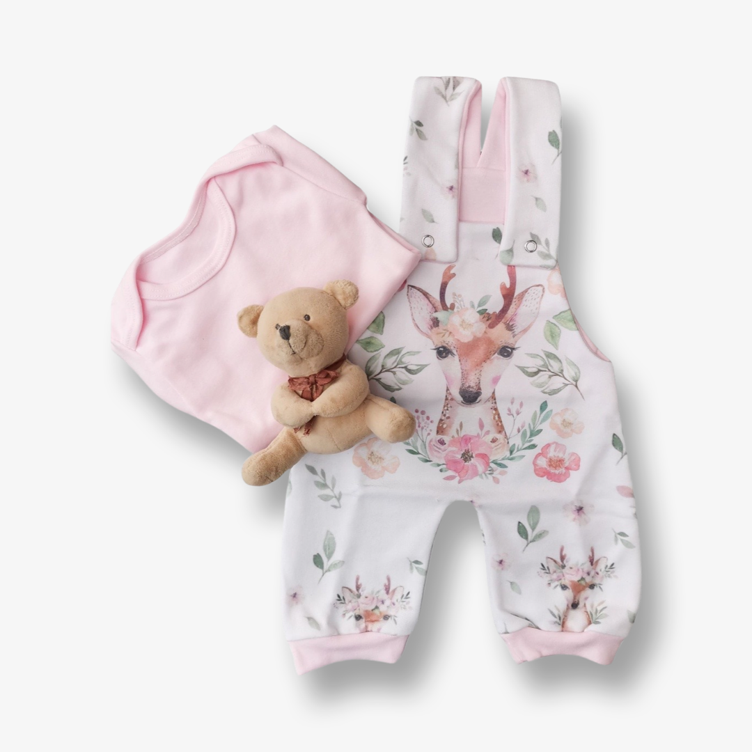 Conjunto jardinera y body manga larga