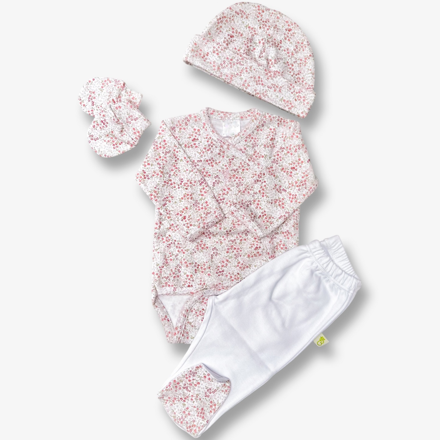 Ajuar 4 piezas hipoalergénico en algodón pima 0 a 3 meses