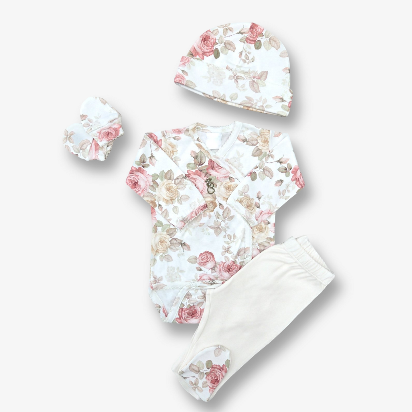 Ajuar 4 piezas hipoalergénico en algodón pima 0 a 3 meses