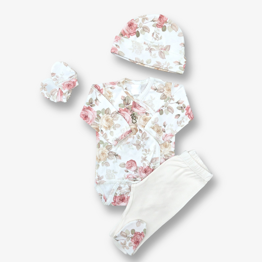 Ajuar 4 piezas hipoalergénico en algodón pima 0 a 3 meses