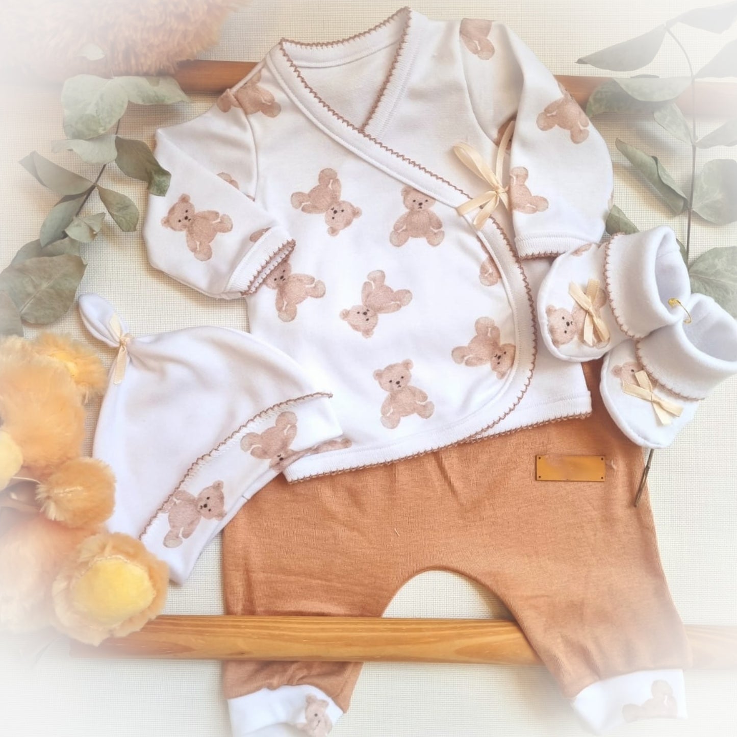 Ajuar 4 piezas algodón recién nacido