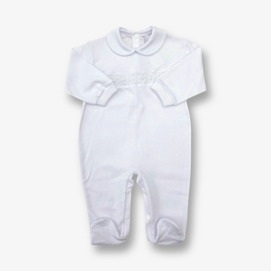 Enterito punto smock, con cuello.