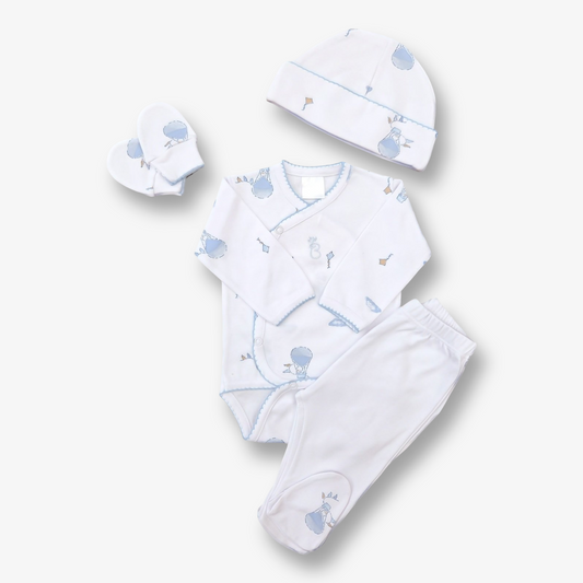 Ajuar 4 piezas hipoalergénico en algodón pima 0 a 3 meses