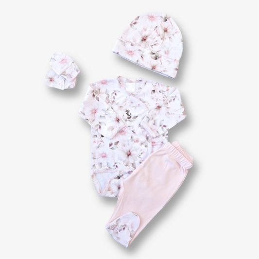 Ajuar 4 piezas hipoalergénico en algodón pima 0 a 3 meses