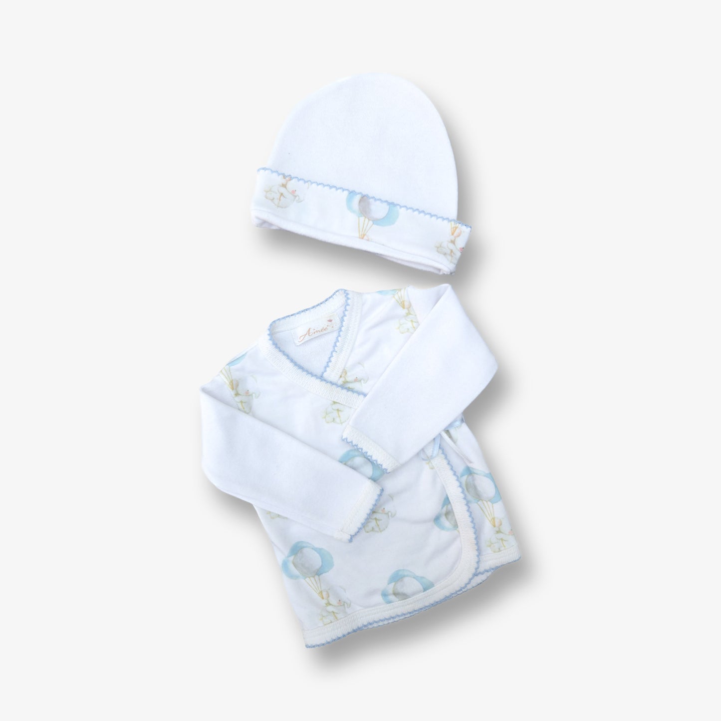 Conjunto camisita cruzada y gorro 0 a 3 meses