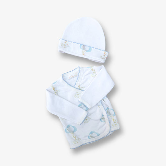 Conjunto camisita cruzada y gorro 0 a 3 meses