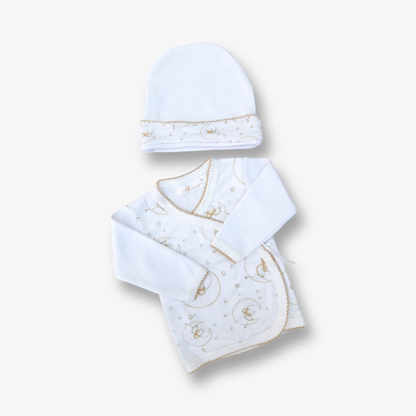 Conjunto camisita cruzada y gorro 0 a 3 meses