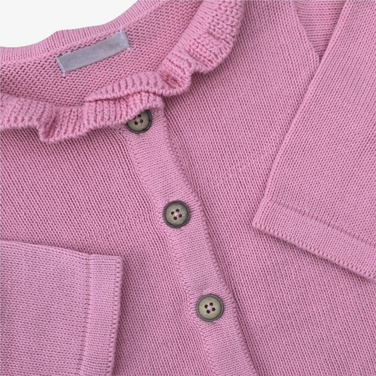 Chaleco Candy en hilo de algodón con cuello talla 9 a 12 meses