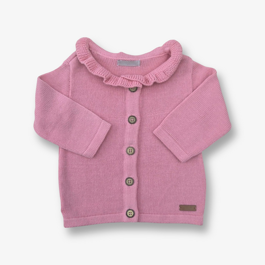 Chaleco Candy en hilo de algodón con cuello talla 9 a 12 meses